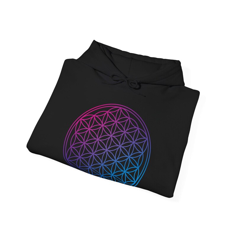 Flower of Life Sacred Universe Unisex Hoodie, Geometric Pattern Sweatshirt, Spiritual Symbol Hoodie, Metatron's Cube Pullover Sweatshirt image 4