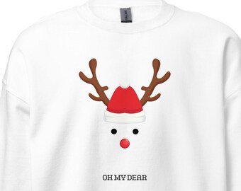 Reindeer Sweatshirts For Women, Preppy Crewnecks, Funny Christmas Sweater, Oversized Clothing, Oh My Dear Sweatshirt, Unisex Christmas Top