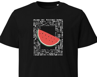 フリーダム・ウォーターメロンTシャツ｜パレスチナ救援ガザチャリティ｜オーガニックコットン製ユニセックスTシャツ
