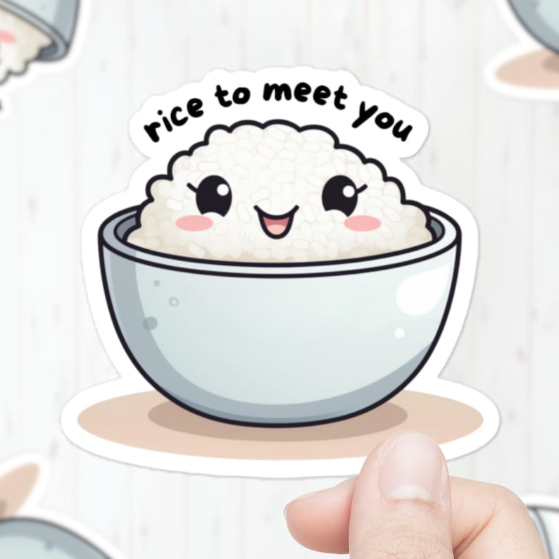 Sticker Rice Cs Cute Rice Sticker | Rice to Meet You | Cute Stickers | Kawaii Food ...