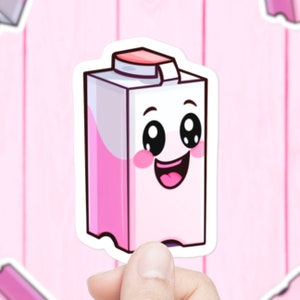 Cute Milk Carton Sticker | Pink Sticker | Pink Aesthetic | Kawaii | Cute Stickers | Handmade | Weatherproof Vinyl