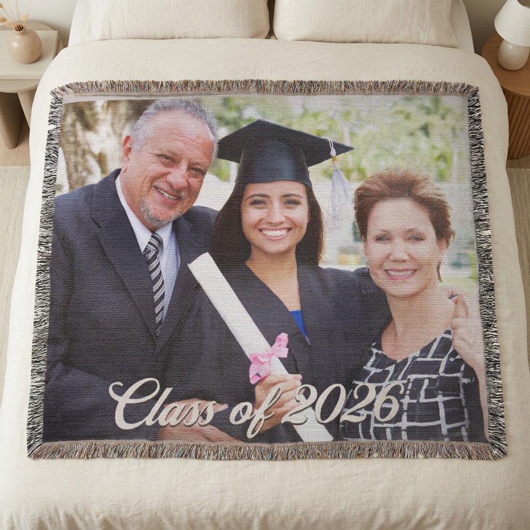 Custom Graduation Photo Blanket Personalized Graduation Gift Woven ...