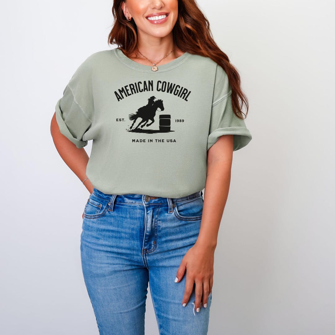 Custom Barrel Racing Shirt American Cowgirl Birth Year Tee Comfort ...