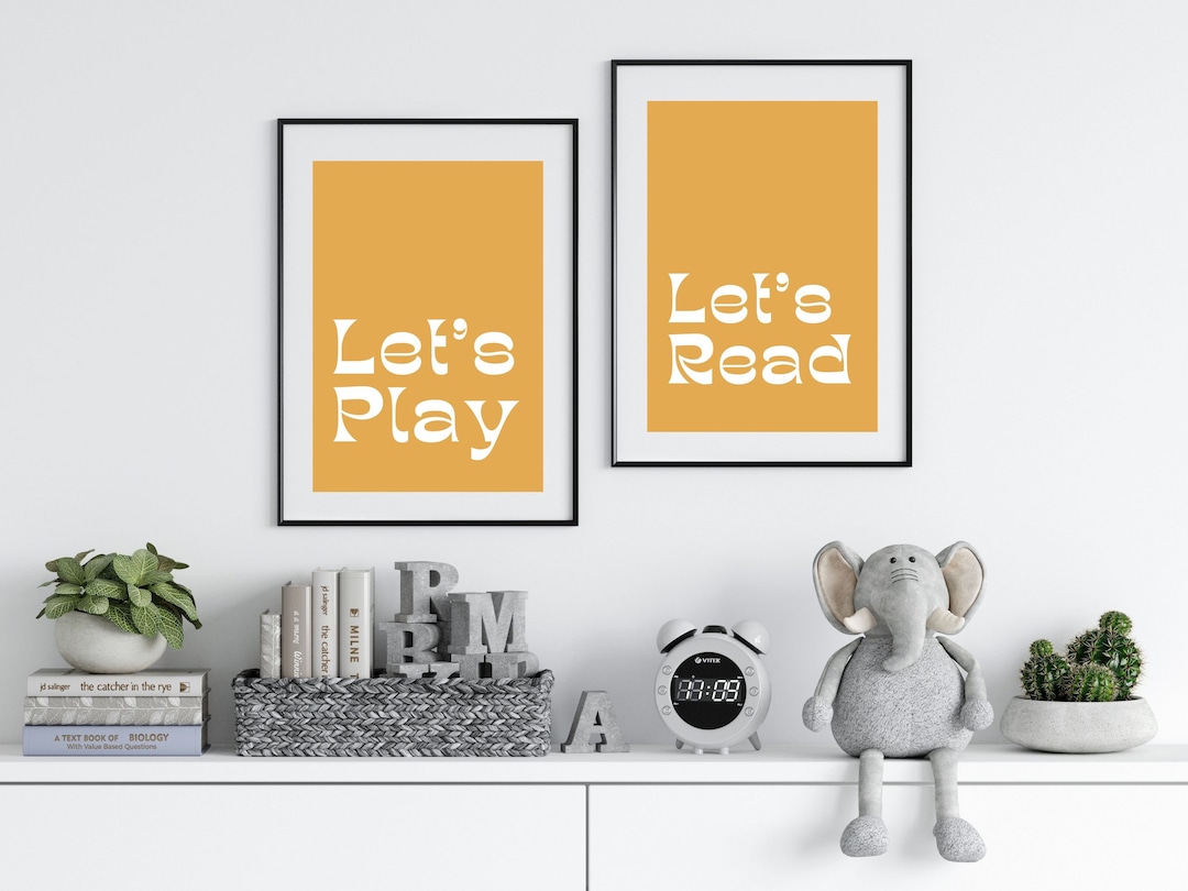 Lets Play, Lets Read, Reading Printable, Playroom Art, Playroom Prints