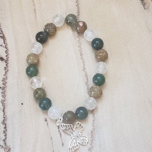 Bracelet for Mental Clarity and Ground With a Butterfly Charm 