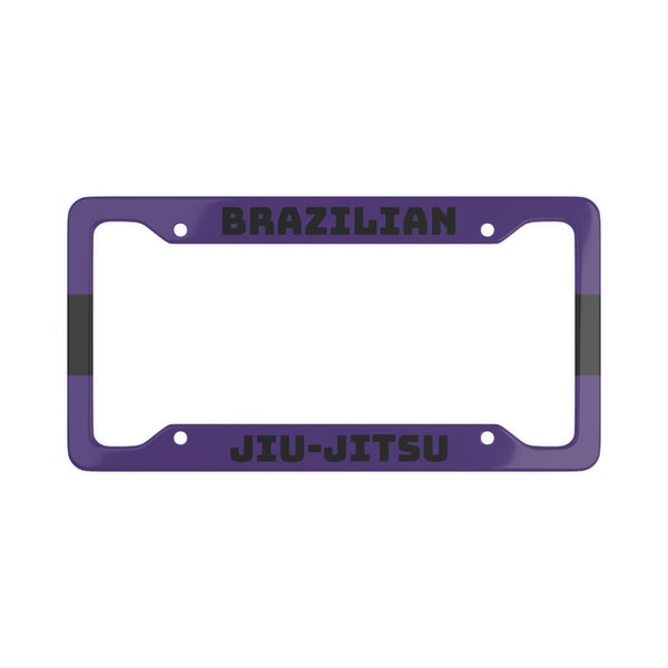 Purple Black Brazilian Jiu Jitsu Ground Fighting Grappling Martial Arts BJJ Self Defense Car Auto Accessory License Plate Frame