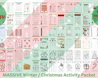 Christmas Winter Digital Printable Preschool to 1st Grade Montessori Homeschool Activity Toddler Packet PreK Vacation Break Teacher Student