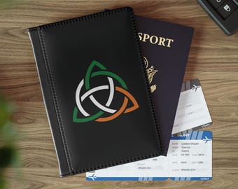 Irish Celtic Trinity Knot Faction Document Ireland Passport Cover Faux Leather RFID