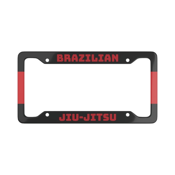 Red Black Brazilian Jiu Jitsu Ground Fighting Grappling Martial Arts BJJ Self Defense Car Auto Accessory License Plate Frame