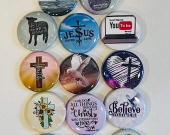 Pack of 14 Christian Religious Pinback 1.25 Buttons Jesus Buttons Bible Buttons Scripture Buttons Faith Buttons Gift Buttons Present God