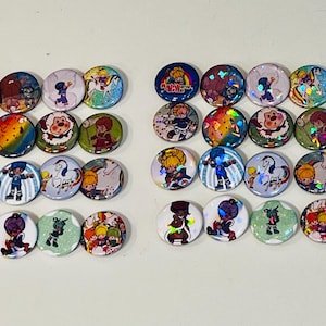 16 stuks eenvoudige of holografische mix of match Rainbow Brite tekenfilms uit de jaren 80 1,25 inch button pinback badges Starlite duistere pin
