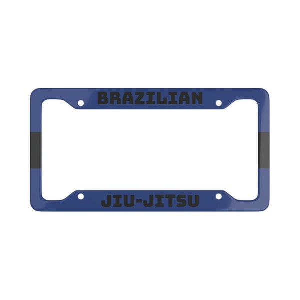 Blue Black Brazilian Jiu Jitsu Ground Fighting Grappling Martial Arts BJJ Self Defense Car Auto Accessory License Plate Frame