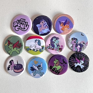 11 Pack OG Original My Little Pony 1980s Button Pushback Pin Ponies Toys Cartoon Badge TV show Brooch Badge Friendship