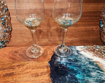 Wine glasses / anniversary gift / birthday gift / wedding gift/ Wine gift set/ wine glass set/ Bestie Gift/ wine lovers/ blue wine glass