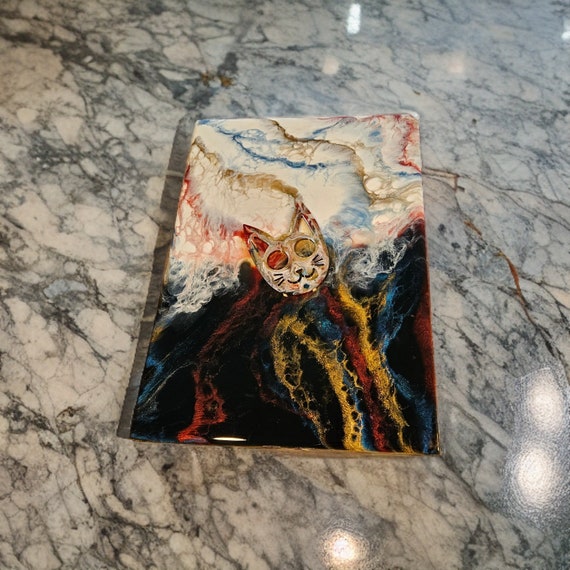 15X11 wood canvas Unique Original Resin Cat Wall Picture artwork 3D