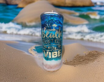 Vaso de playa brillante / Vaso de océano / Vibración / Vaso de olas del océano / Regalo para ella / Regalo de amigo