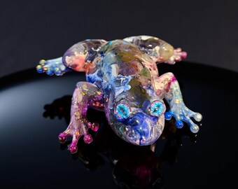 LALIQUE 琥珀色 カエルの置物★期間限定値下げ中★ 天然の透明な琥珀のカエルの置物、手彫り、研磨された化石化した木の