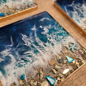 Resin Ocean Waves Coaster Set - Housewarming gift beach - Epoxy Resin Art - Mother&#39;s Day Gift - Beach Coaster Christmas Gift