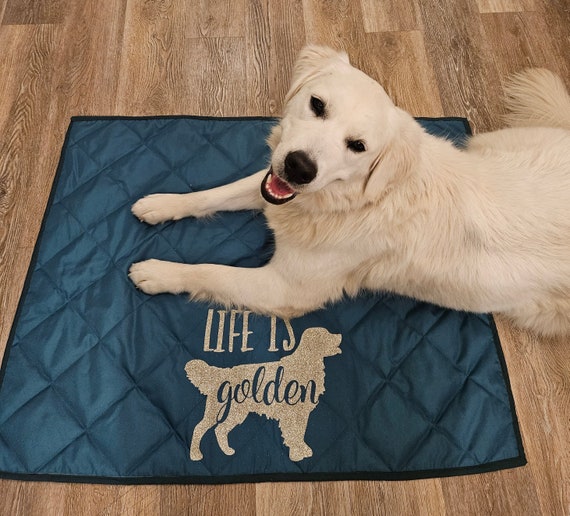 Golden Retriever Dog blanket quilted place training mat, settle mat, Dog bed, Service dog, Custom made for travel or crate