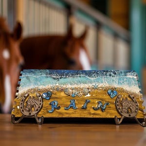 Personalized wood and resin art Horse name plate/ barn name plate/horse show stall sign/ hanging horse show supplies