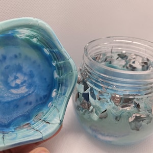 Resin storage Jar with screw on lid Tie-dye resin with swirls Stash jar, keepsake jar, epoxy Jar
