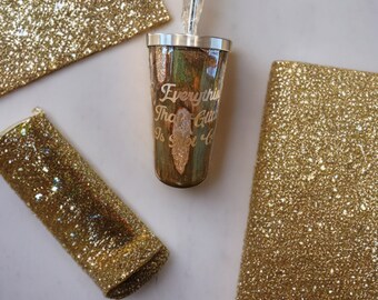 Custom Hand painted epoxy tumbler metal metallic rustic patina glitter epoxy Tumbler stainless steel 18oz Ready to Ship
