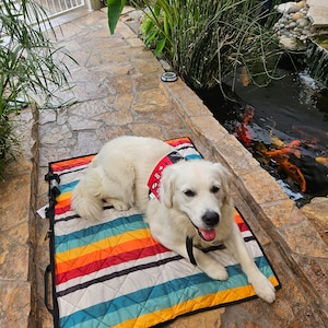 Service Dog training place or "settle" mat folds into a zippered tote bag service dog gear Dog travel companion gear Customizable. Custom