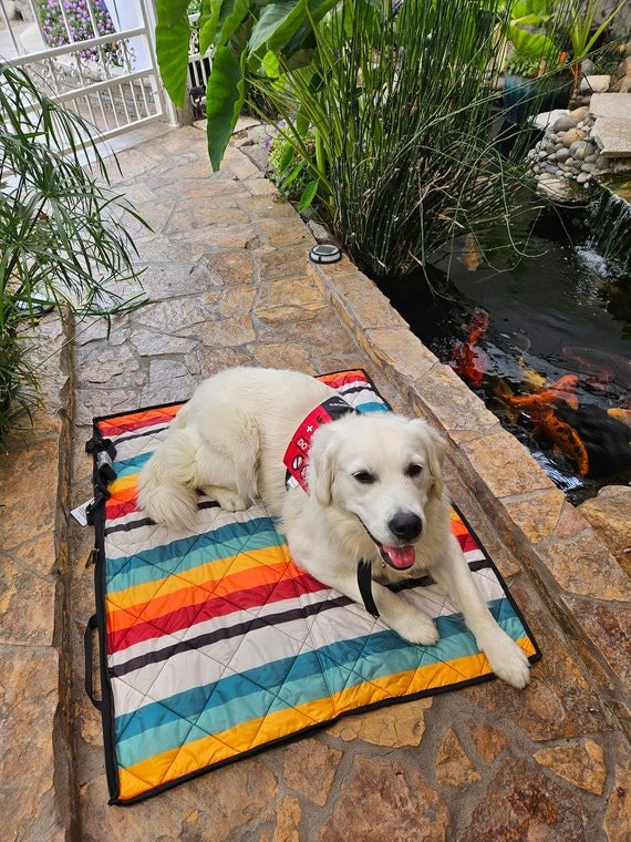Service Dog training place or "settle" mat folds into a zippered tote bag service dog gear Dog travel companion gear Customizable. Custom