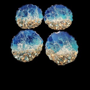 Ocean and waves seashell wine glass set / anniversary gift / birthday gift / wedding gift / coasters