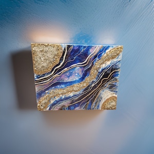 30x24 glass and geode resin art / epoxy art / gold / gold geode / canvas / painting / modern art / gold wall decor / geode / quartz