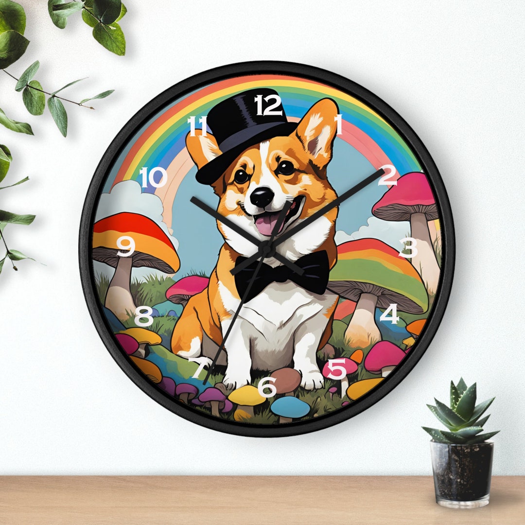 Corgi Wall Clock Corgi Clock Personalize the Colors for Hand Unique ...