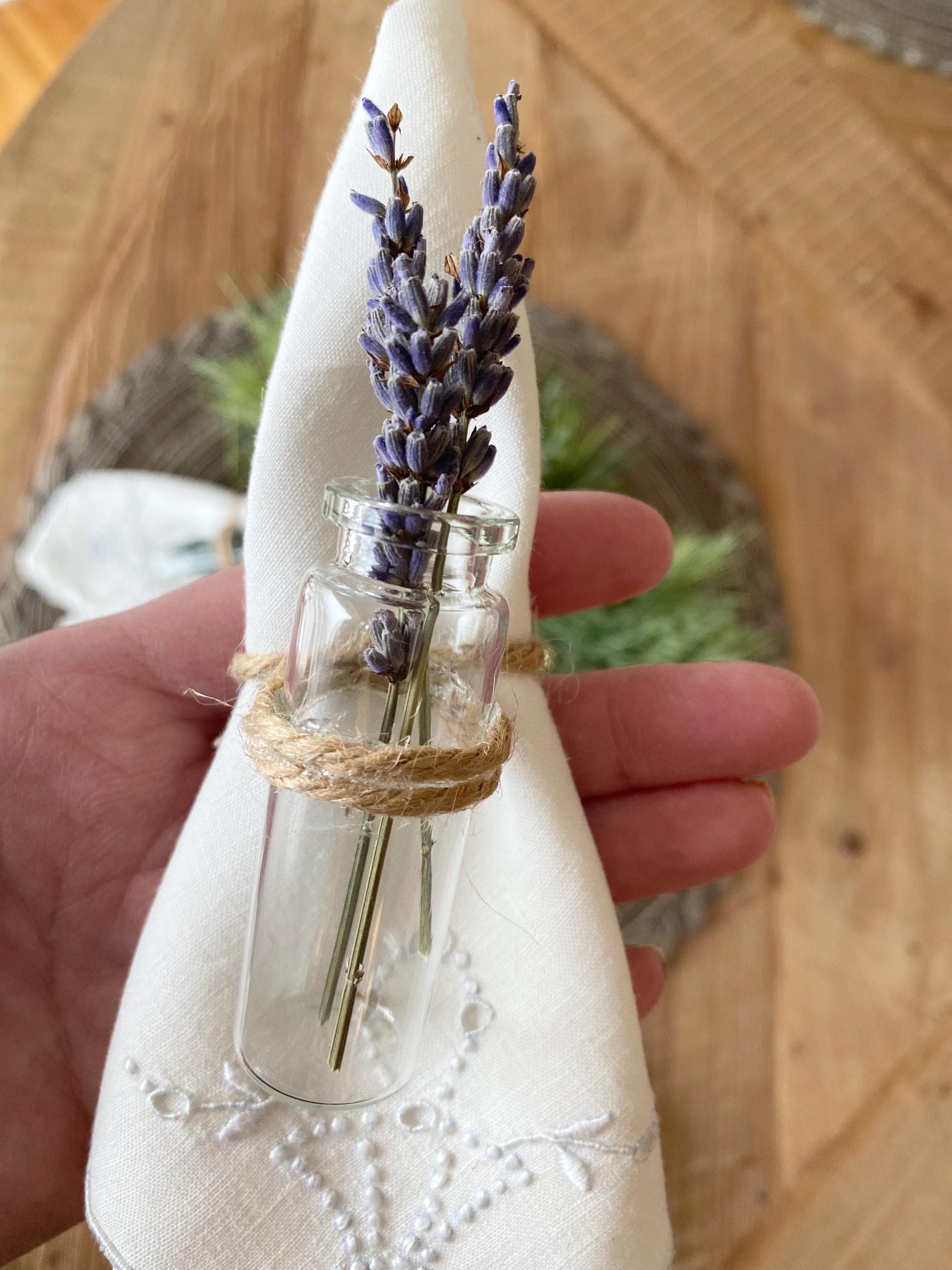 Rustic Glass Bottle Napkin Rings: Wedding Table Decor, Party Favors (Set of 4)