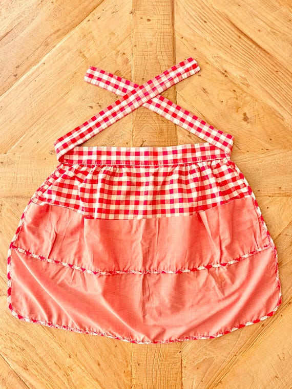 Vintage Red Gingham Half Apron
