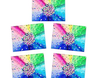 Colorful Notecards - Greeting Cards (5-Pack) - Blank inside perfect for birthday, thank you, get well note, Original Art - Printed Notecards