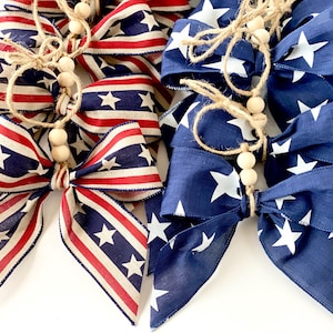 Rustic Patriotic Tree Ornaments: USA Red White Blue, Vintage Farmhouse Decor