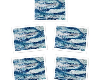 Nordic Designs - Notecards set of 5, Nordic Greeting Cards (5-Pack) - Blank Inside - Perfect Thank You, Birthday, any occasion - Blue Ocean