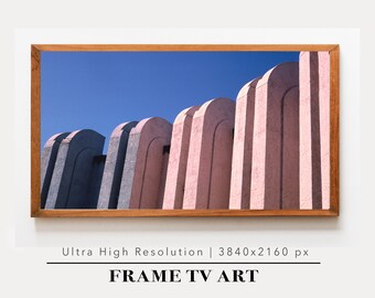 Samsung Frame TV Digital Download Art, Vintage Pink Building Photograph