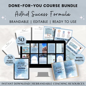Done For You, ADHD Success Ebook Bundle for Coaches & Therapists, Content for ADHD Coach, Life Coach, Wellness Coach, ADHD therapist