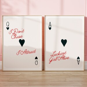 Trendy ace of hearts print, Lucky Girl Syndrome Print, Trendy Playing Card Print, Funky Bar Cart Art, Illustration Printable Art, DIGITAL