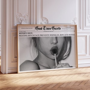 Newspapers Wall Art, Trendy Hot Girls Print, Over the Bed Wall Art, That Girl Vintage Bar Cart, Preppy It Girl Dorm Retro Wall Art, DIGITAL