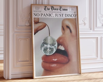 Disco Newspaper Print, New York Trendy Headline, Headline Print, New York News, Funky Bar Cart Art, Vintage Photography Print, DIGITAL