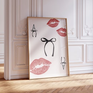 Trendy Ace of Hearts Print, Coquette Bow Wall Art, Lucky Girl Syndrome Print, Trendy Speelkaart Print, Red Bow Wall Art Print, DIGITAAL