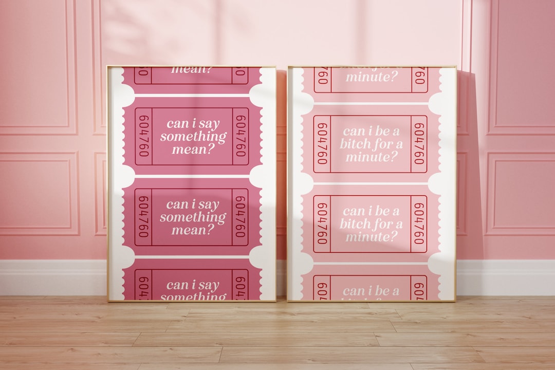 Pink Wall Art Set of 2, Bedroom Wall Decor Over the Bed, Trendy Preppy