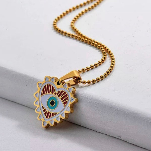 18k Gold Plated Evil Eye Necklace, Gift for Her, Protection Necklace, Bestfriend Gift, Valentine Gift, Girlfriend, Mal de Ojo, Birthday