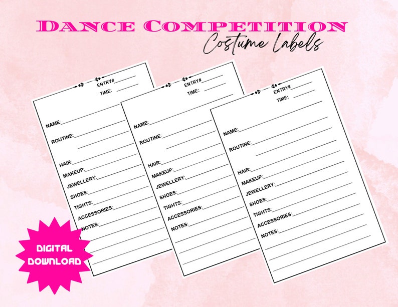 Competition Costume Garment Bag Label for Dance | Skating | Gymnastics ...