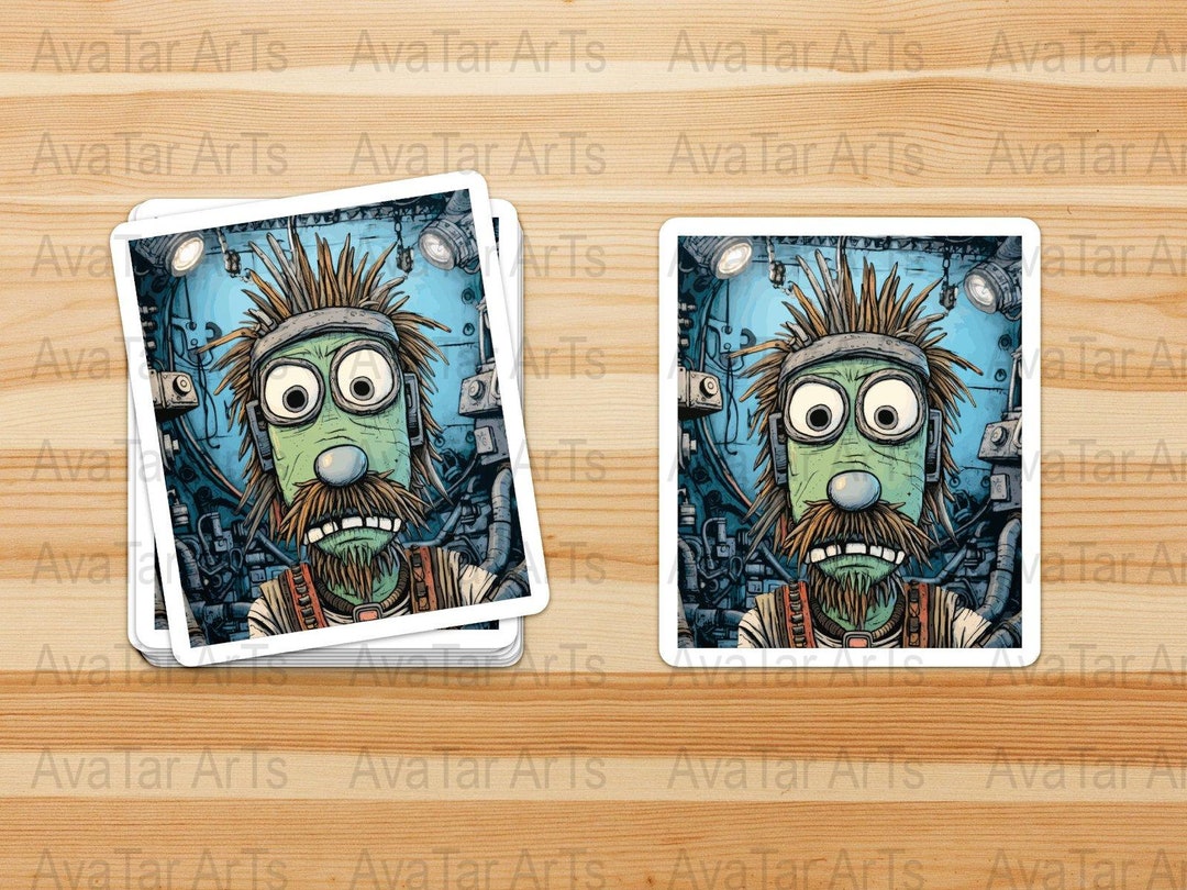 Quirky Cartoon Scientist Digital Art Print, Colorful Lab Inventor