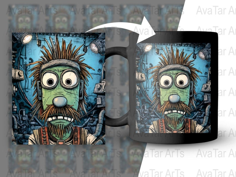 Quirky Cartoon Scientist Digital Art Print, Colorful Lab Inventor