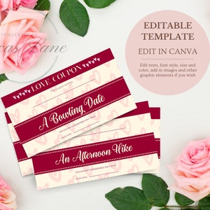 Editable Love Coupons Template, Customizable/printable Valentines ...