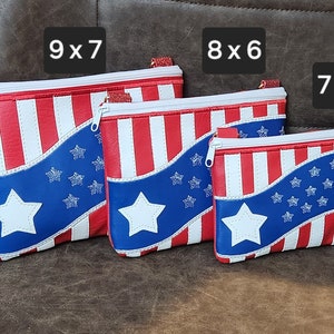 Bolso de mano con la bandera estadounidense hecho a mano / Mini bandolera americana / Bolso bandolera de piel sintética bordada / Accesorio patriótico único