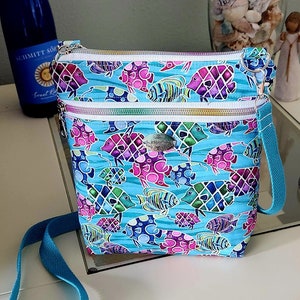 Handmade ‘Blue Ocean Tropical Fish’ Crossbody Bag | Vacation  Shoulder |  Sling | Messenger Bag | Makes a great gift!